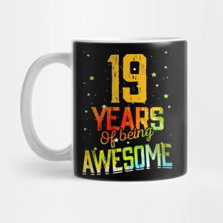 19th Anniversary Gift Vintage Retro 19 Years Of Being Awesome Gifts Funny 19 Years Birthday Men Women Mug